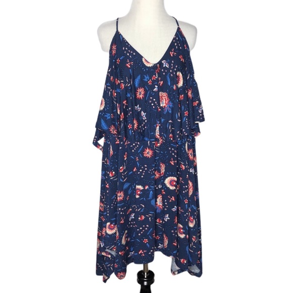 William Rast Elizabeth Floral Popover Blue Dress - Picture 3 of 4